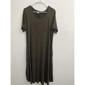 ZENANA Outfitters Women’s Shift Midi Dress Size 1XL Round Neck Pullover Pockets